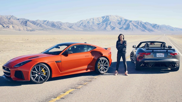 Michelle Rodriguez With Jaguar Sports Car Wallpaper