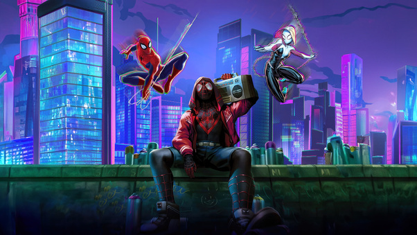 Miles Morales And Gwen Stacy Epic Partnership Wallpaper