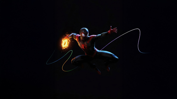 Miles Morales Shock And Web (2048x2048) Resolution Wallpaper