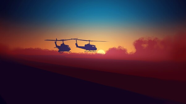Military Helicopters Minimalsm Wallpaper