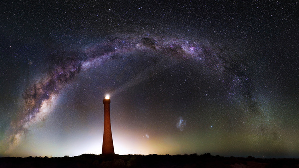 Milky Way Over Lighthouse 5k Wallpaper