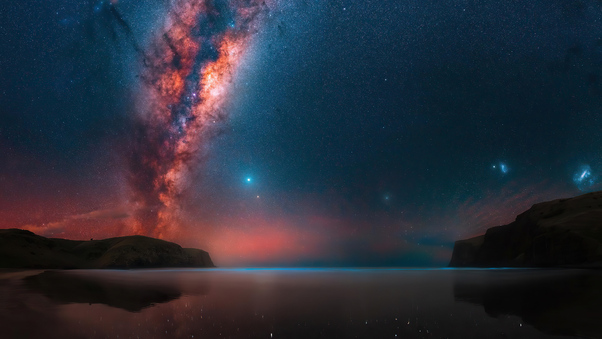 Milky Way Rises At A Remote Bay Near Christchurch 4k Wallpaper
