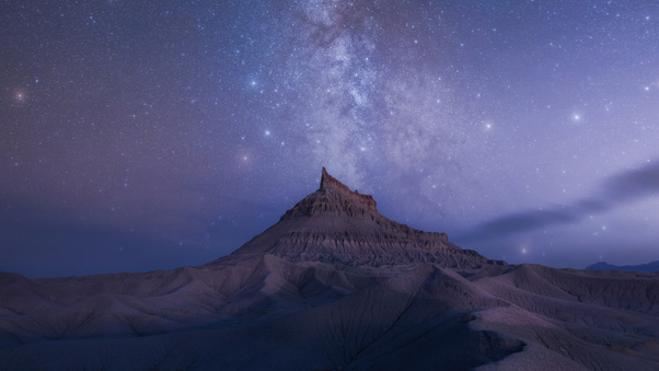 Milky Way Rising Over The Badlands Wallpaper