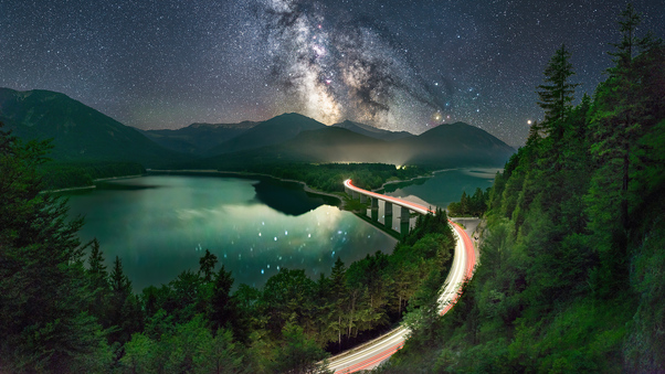 Milky Way Road Long Exposure 5k Wallpaper