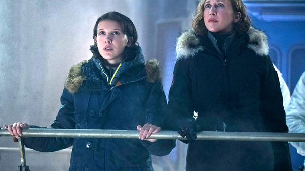 Millie Bobby Brown And Vera Farmiga In Godzilla King Of The Monsters Wallpaper