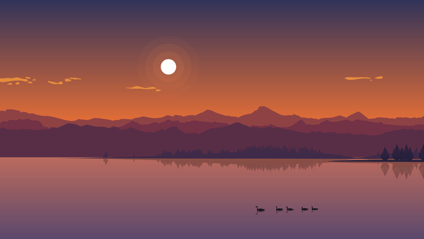 Minimal Lake Sunset Wallpaper