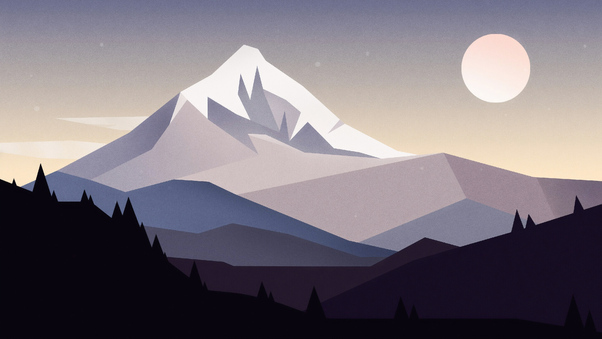 Minimal Mountains Landscape 4k Wallpaper