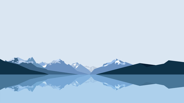 Minimalist Blue Mountains 8k Wallpaper