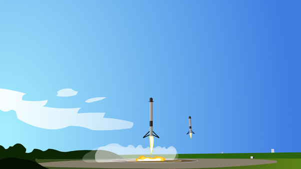 Minimalist Falcon Heavy Landing Artwork Wallpaper