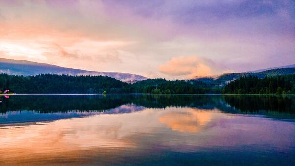 Mirror Lake Reflection Sunset Scenic 5k Wallpaper