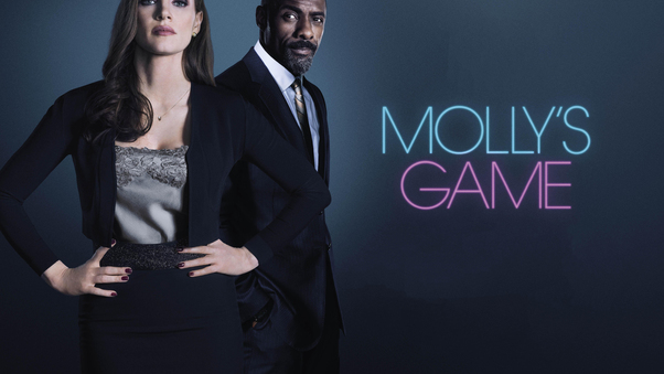 Mollys Game 2017 Jessica Chastain Idris Elba Poster Wallpaper