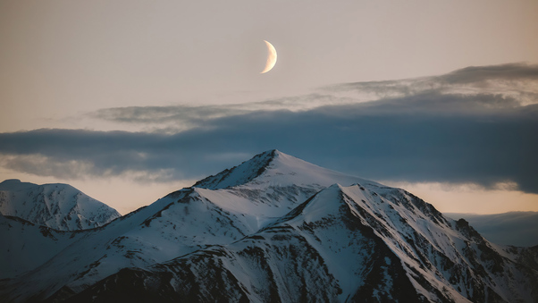 Moon Above Mountains Winter 4k Hd Nature 4k Wallpapers Images