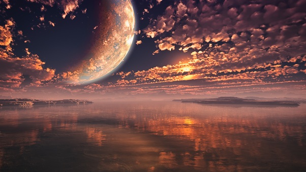 Moon Clouds Sunset Landscape 5k Wallpaper