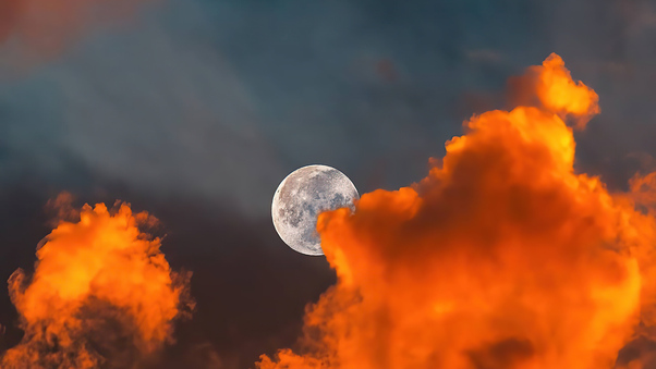 Moon Covered In Clouds 5k Wallpaper