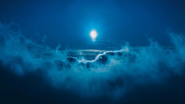 Moon Night Landscape Clouds 5k Wallpaper