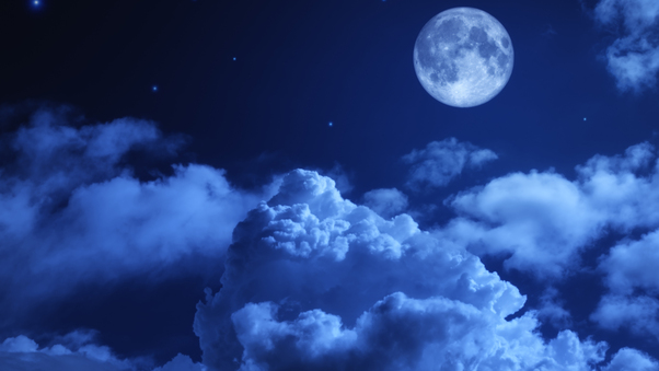 Moon Night Sky Clouds 5k Wallpaper
