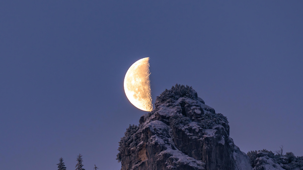 Moon Over The Bavarian Alps 4k Wallpaper