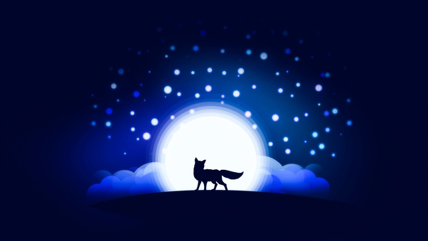 Moon Shining Fox Artwork Wallpaper