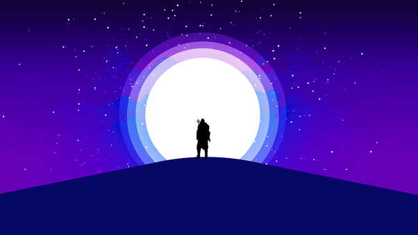 Moon Warrior Purple Sky 5k Wallpaper