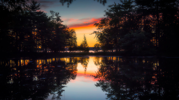 Morning Glow Reflection Lake Wallpaper