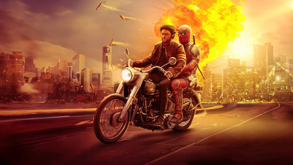 Motorcycle Mayhem Wolverine And Deadpool Wallpaper