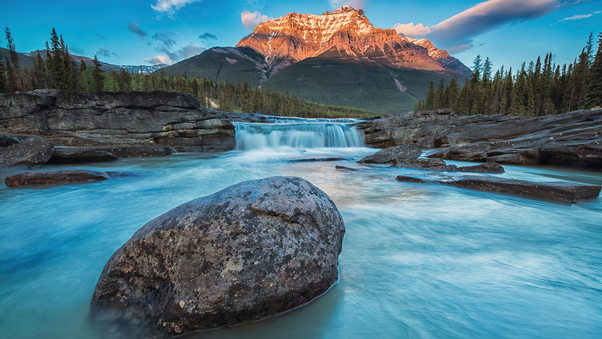 Mount Fryatt And Athabasca Falls 4k Wallpaper