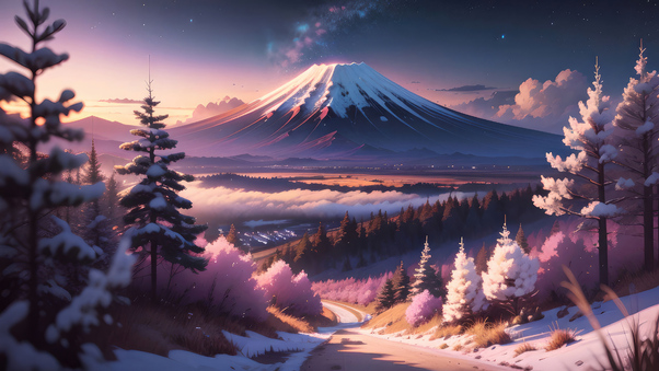 Mount Fuji Dreamy Digital Art Wallpaper