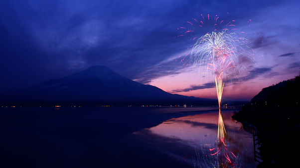 Mount Fuji Fireworks Japan 5k Wallpaper