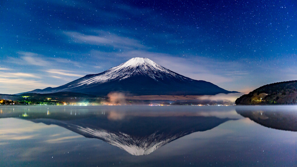 Mount Fuji Night Reflections Wallpaper