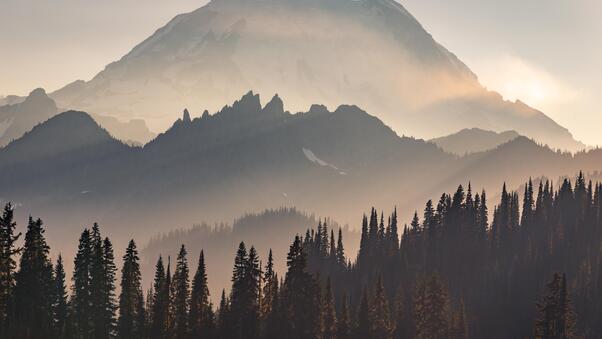Mount Rainier Sun Beams 5k Wallpaper