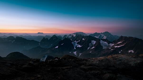 Mountain Range At Sunset 5k Wallpaper