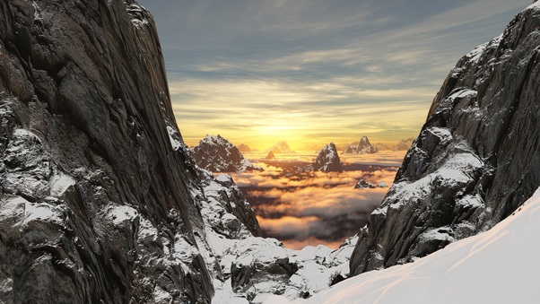 Mountain Snow Rock Clouds High Altitude Wallpaper