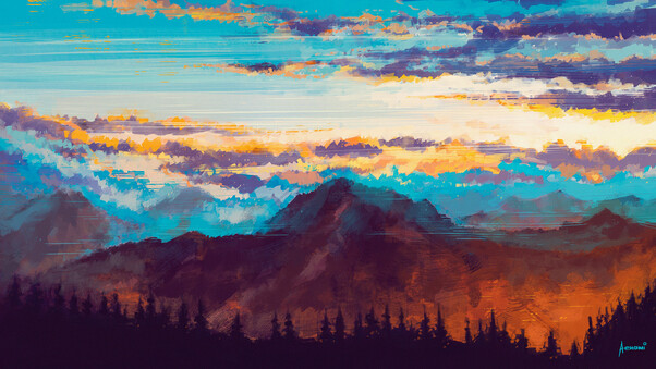 Mountains Landscape Nature Digital Art Wallpaper