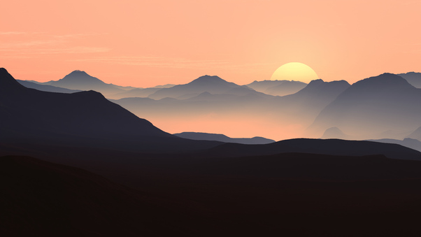 Mountains Landscape Sunset 5k Wallpaper