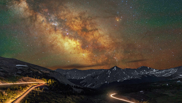 Mountains Long Exposure Milky Way 8k Wallpaper