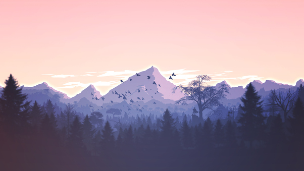 Mountains Minimal Landscape 4k Wallpaper