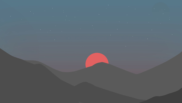 Mountains Sunset Minimal 4k Wallpaper