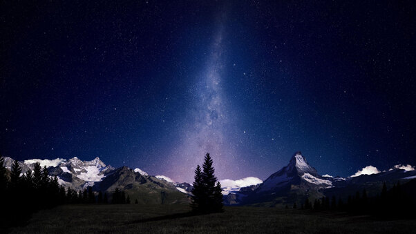 Mountains Under The Stars Wallpaper