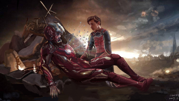 Mr Stark Spiderman Avengers Endgame Wallpaper