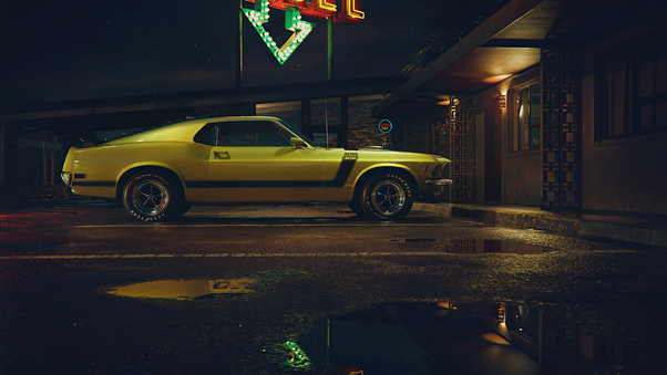 Mustang Outside Motel Wallpaper