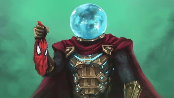 Mysterio Hand On Spiderman Mask Wallpaper
