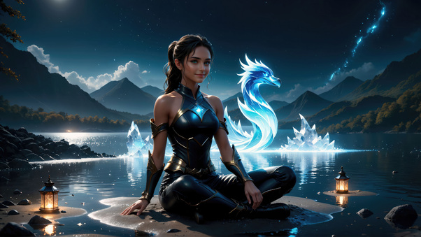 Mythical Shores Lake Guardian With The Dragon Queen Wallpaper