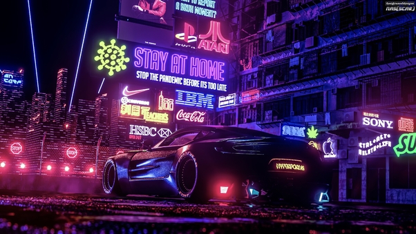 NASSCAR Racecar In Neo Cyberpunk Generation Wallpaper