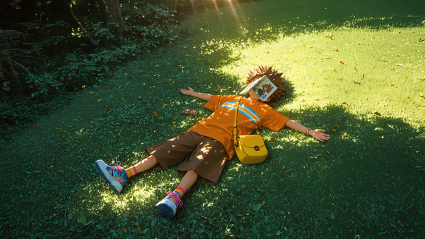 Nature Nap Relaxing Anime Boy (2560x1700) Resolution Wallpaper