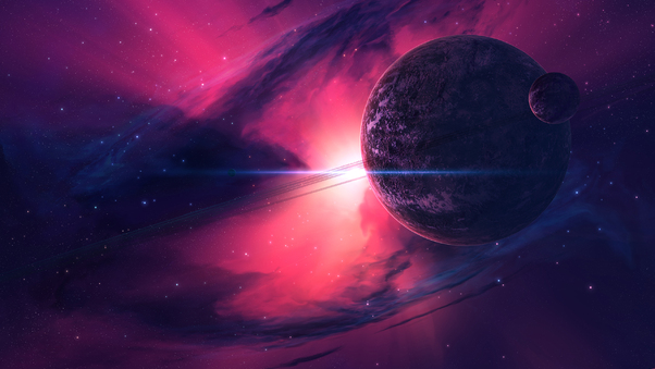 Nebula Pink Planets Wallpaper