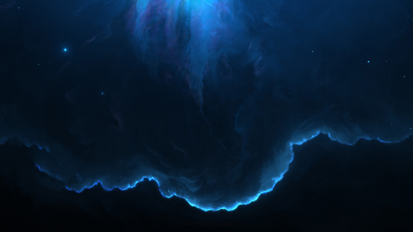 Nebula Space Blue 12k Wallpaper