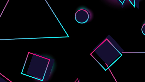 Neon Circles And Triangle 4k Wallpaper