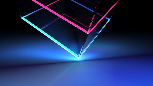 Neon Cube Abstract Shapes 4k Wallpaper