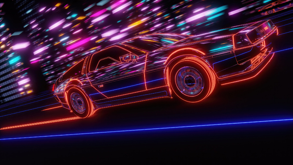 Neon Drive Cars From The Future Wallpaper