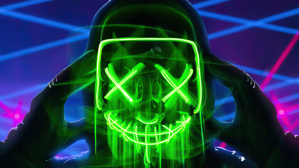 Neon Green Mask Triangle Guy 4k Wallpaper